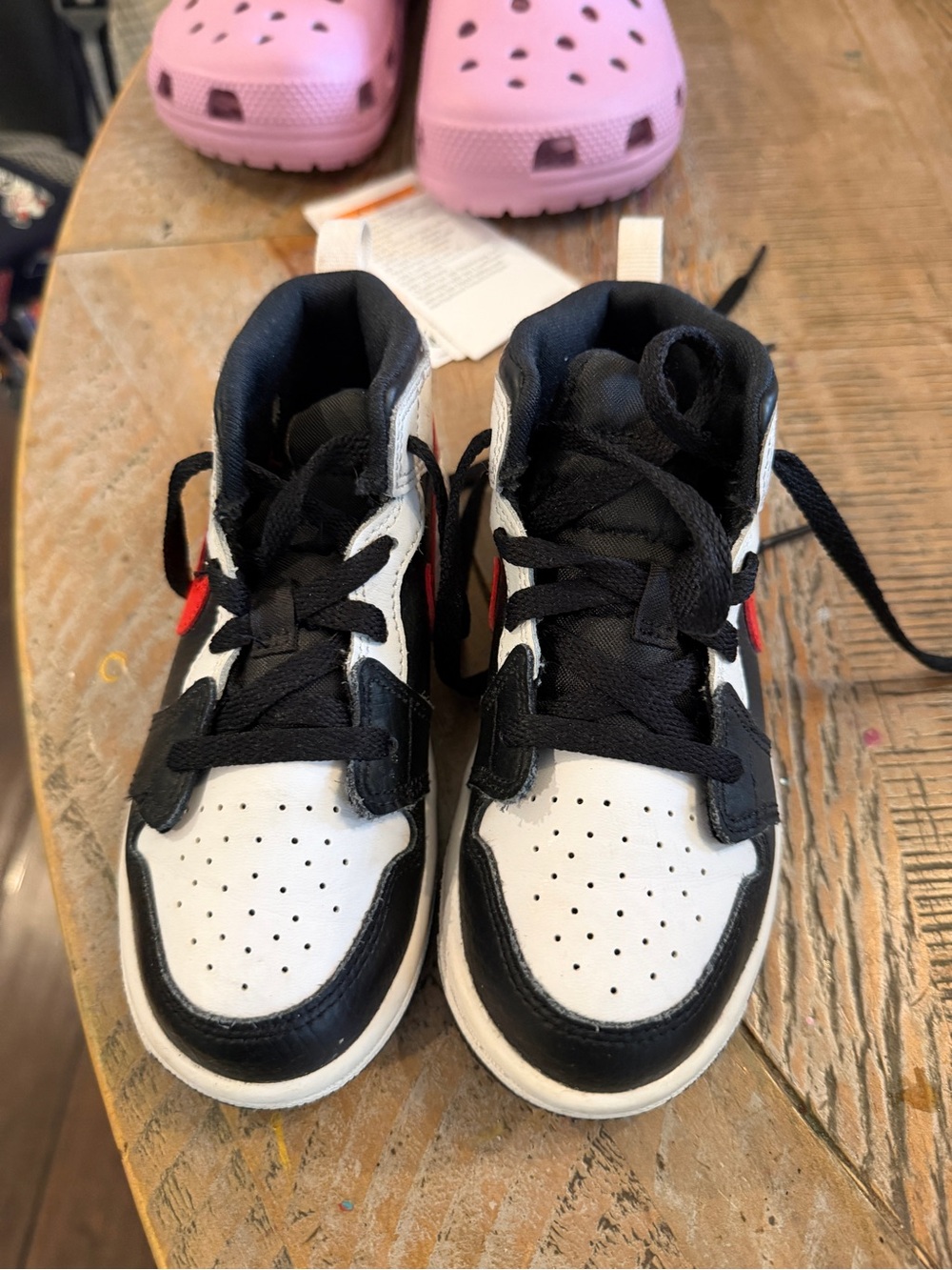 Jordan Kids Black White and Red High-Top Sneakers